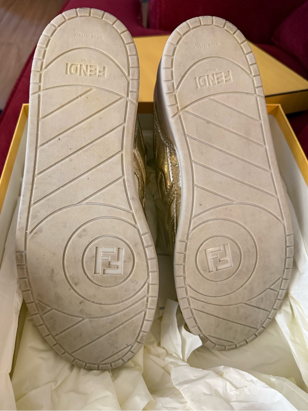 Fendi Match Gold Leather Nappa Sneakers - Picture 8 of 11
